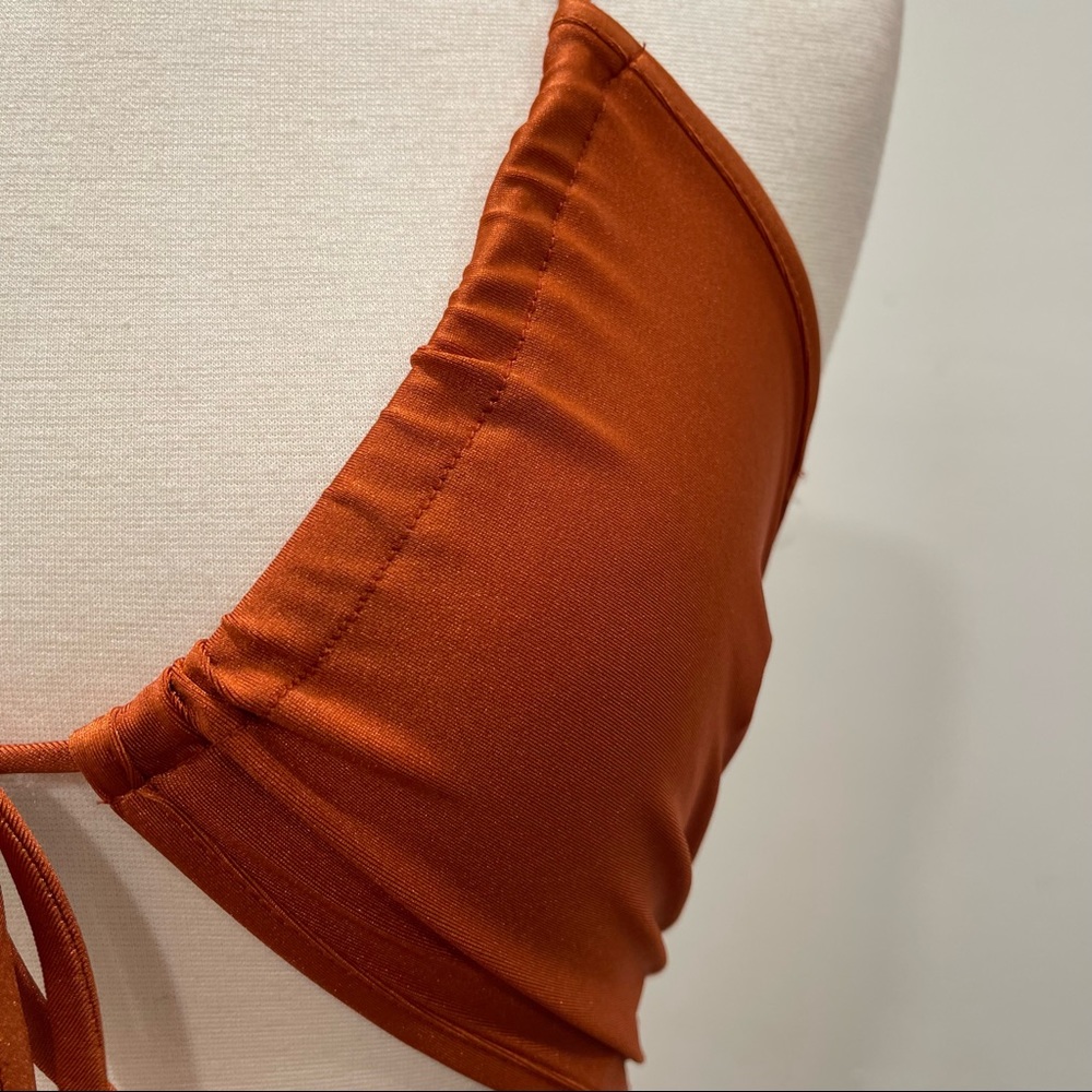 Rust Colored Ruched Mini Dress - Picture 3 of 6